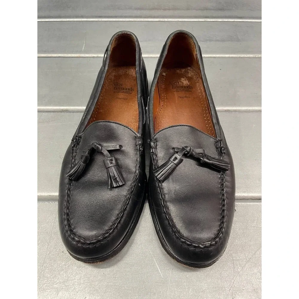 Allen Edmonds Naples‎ Loafers Mens 11D Blacker Leather Tassel Slip On